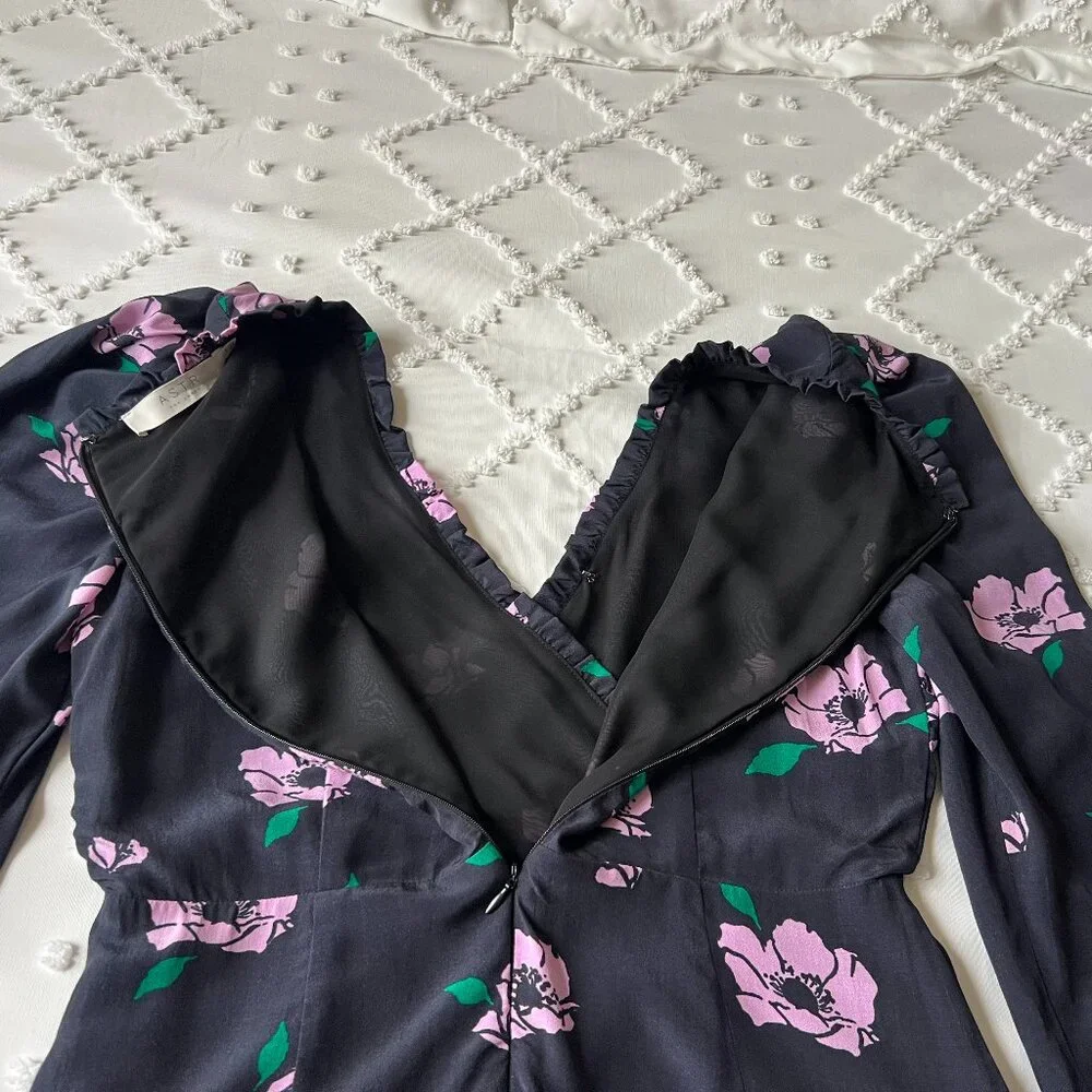 ASTR Black Lilac Floral Marinke Mini Dress SIZE M - Picture 12 of 15